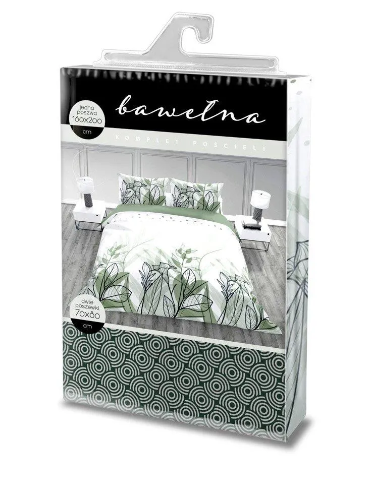 Pościel komplet TRENDY 012 bawełna 160X200+2X70X80 zielony biały - FARO_26008
