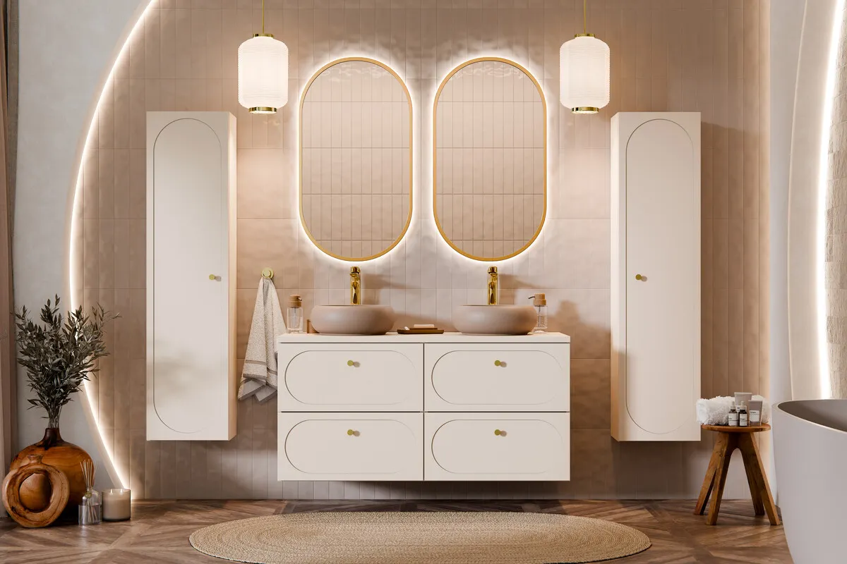 Szafka pod umywalkę 60cm 2 szuflady DONNA SAND beżowa - DONNA_SAND_82-60-46-2S