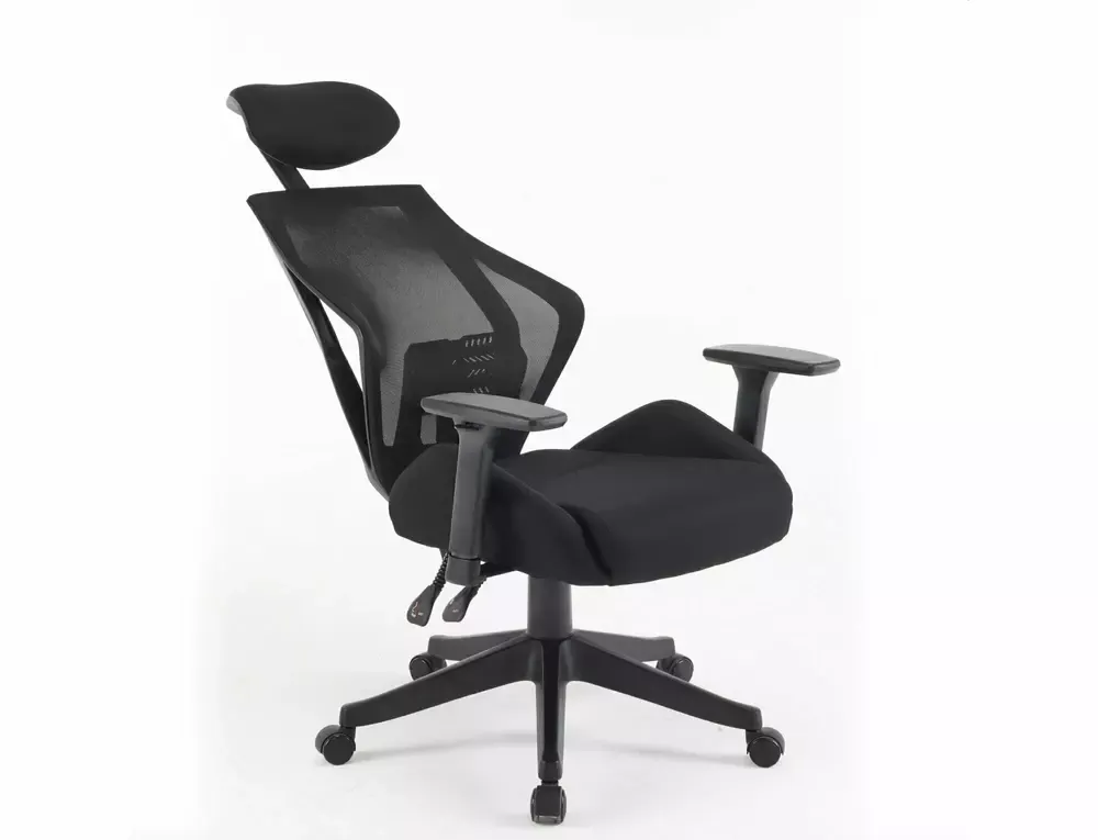 Fotel obrotowy, ergonomiczny Q-406 M z regulowanym zagłówkiem, podłokietnikami, czarny Signal — zdjęcie 7