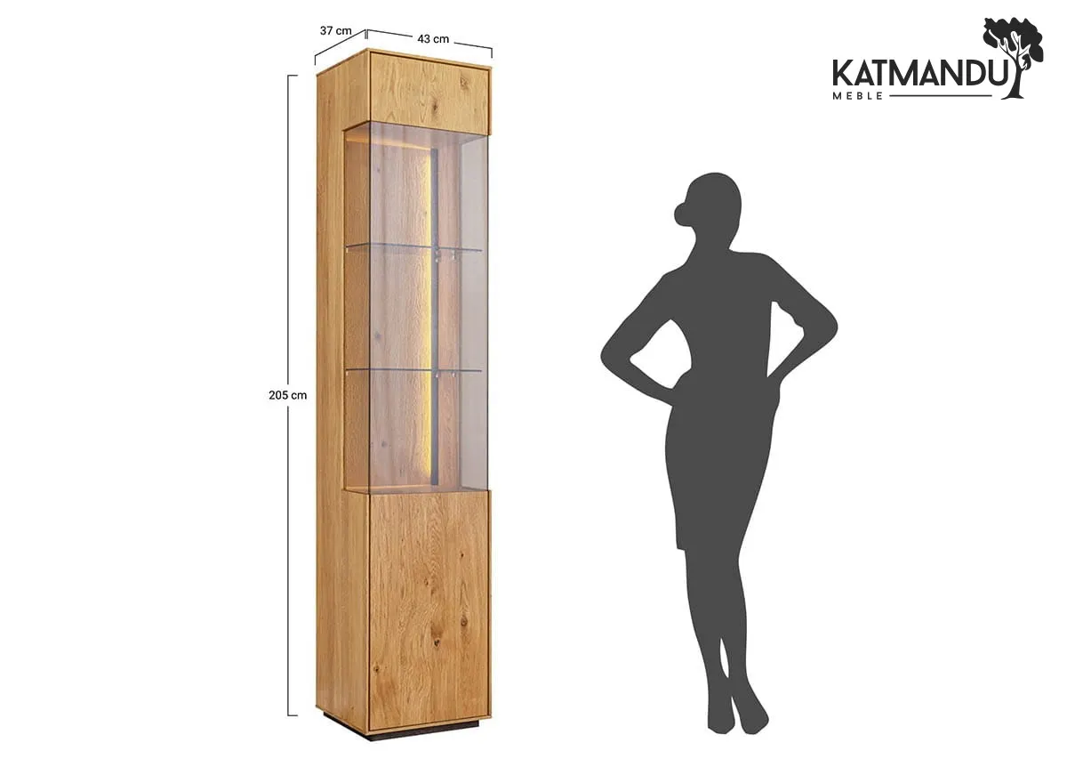 Witryna wąska dębowa COLLODI prawa z oświetleniem - dąb olejowany - ZICOL01P