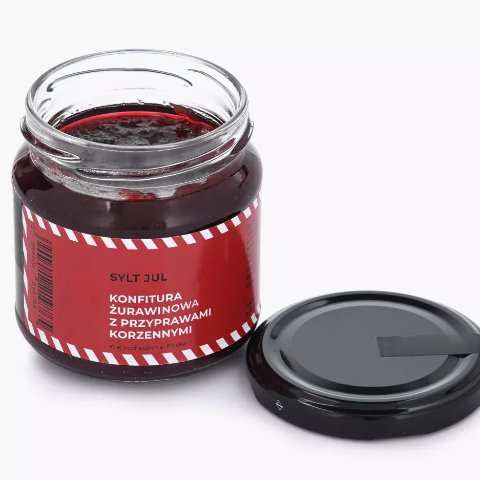 konfitura, żurawinowa, słoik, kolor czerwony, przyprawy korzenne