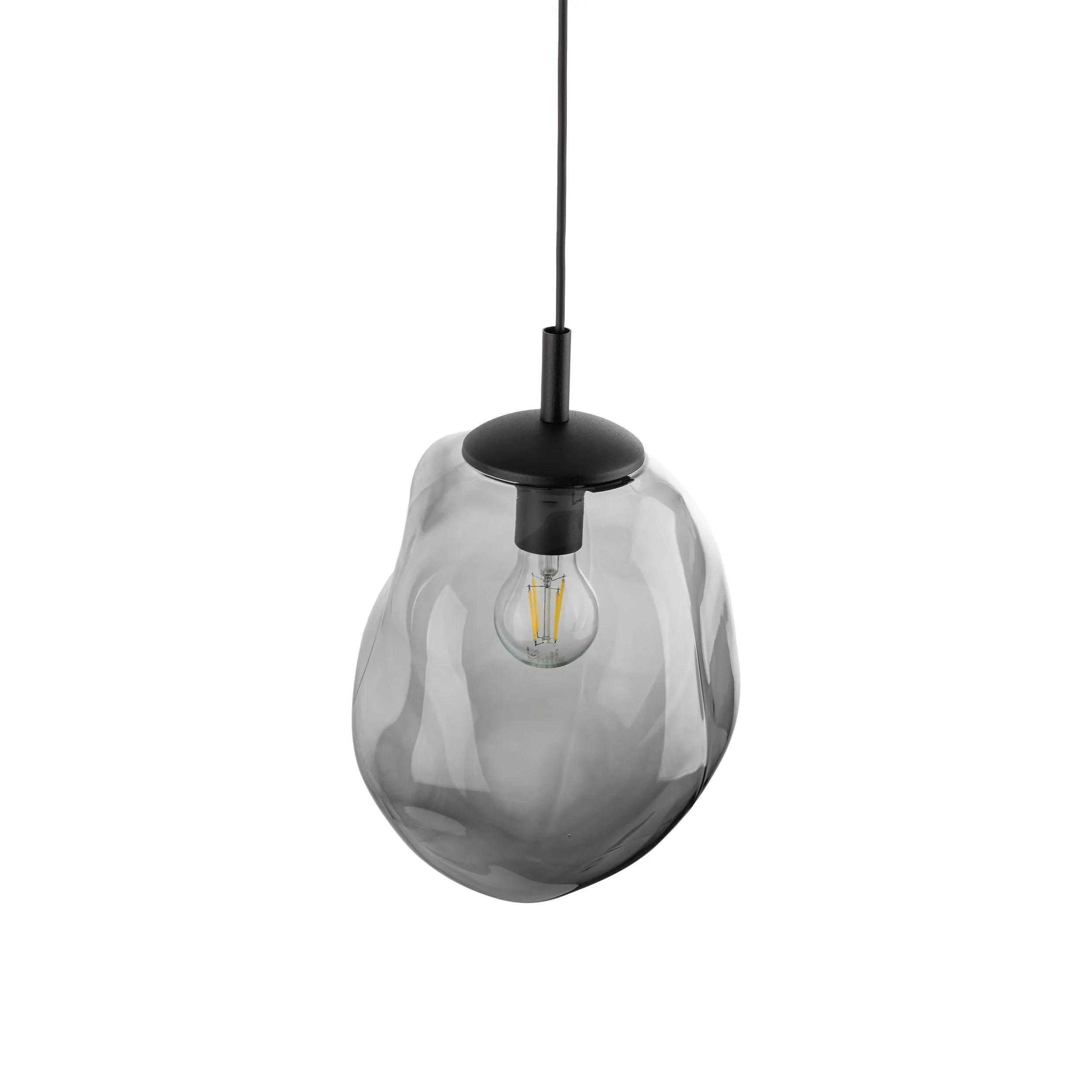 Lampa wisząca SOL MINI czarna z przyciemnianym nieregularnym transparentnym kloszem 175x25cm - TK_10084