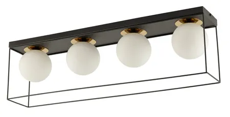 Lampa sufitowa/plafon AROMA 4 prostokąt czarno-złoty