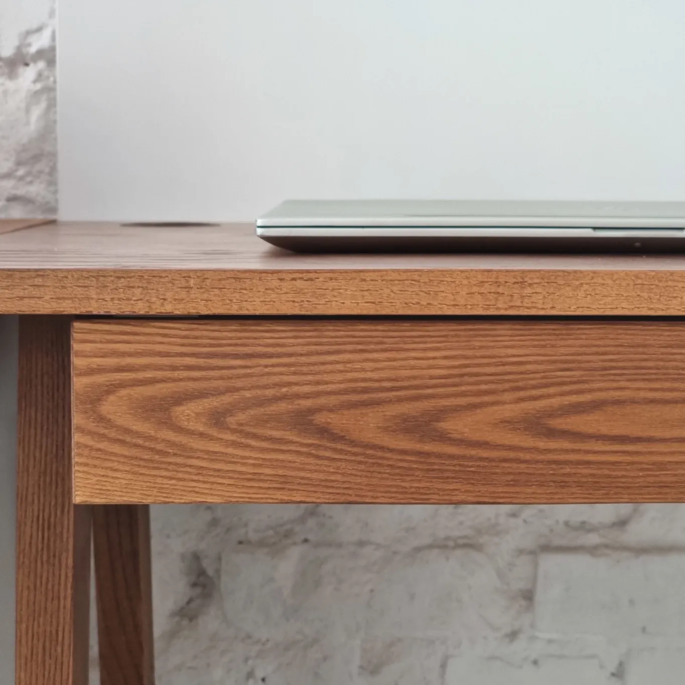 Biurko z szufladą LUKA 65x50 biały panel/naturalny jesion - NRGB_WDLUK1_WOOD_ASH