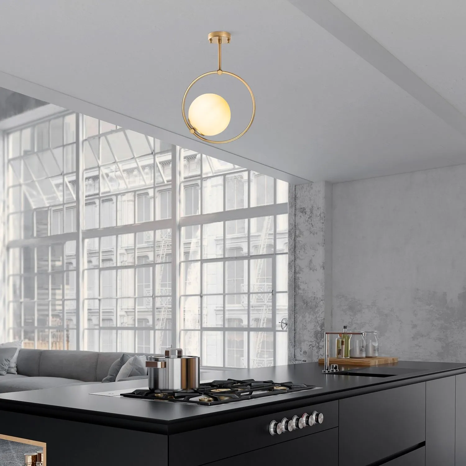 Żyrandol kulisty DOLUNAY złoty - ASI_521SHN3561