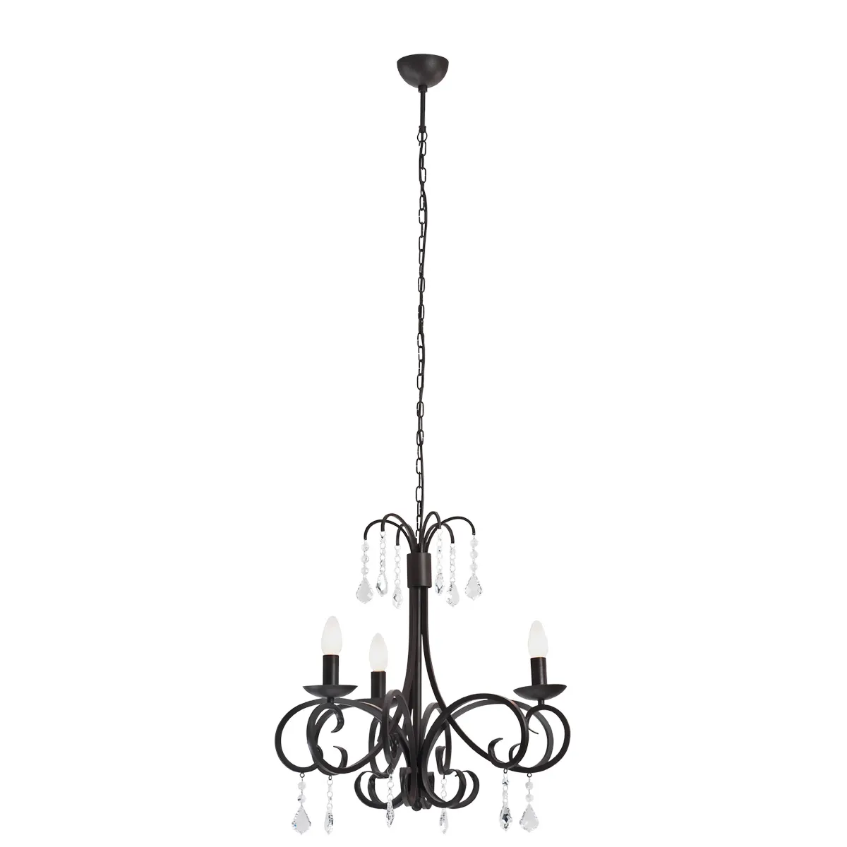 Żyrandol DIADEMA czarny na łańcuchu z kryształami 154x54cm Żyrandol, Lampa