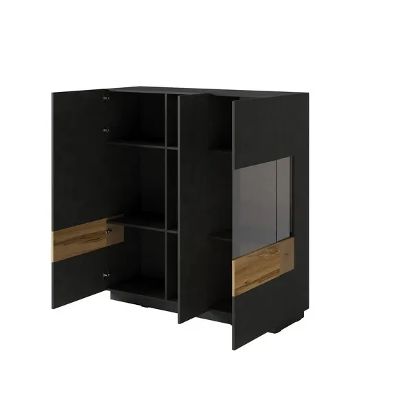 Komoda SILKE 46 wysoka trzydrzwiowa biała dąb wotan 139x130x40cm — zdjęcie 3