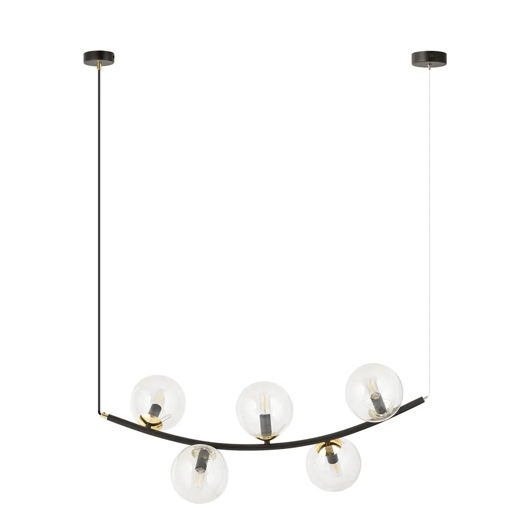 Lampa wisząca RITZ 5  czarny złoty transparentny