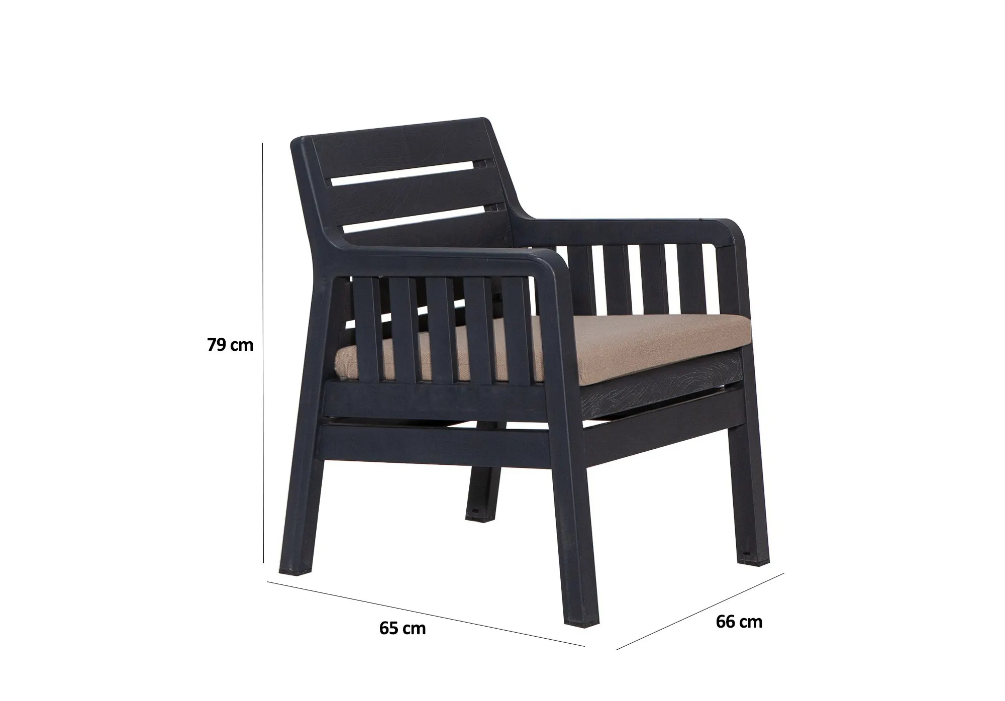 Zestaw ogrodowy wypoczynkowy LARA 2 fotele + stolik (54x70 cm) antracytowy - ASI_340CRD1140