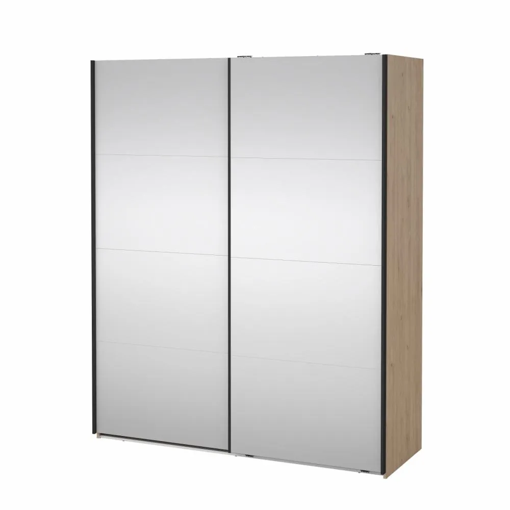 Szafa przesuwna 2-drzwiowa z lustrami BERGAMO 180 x 220 cm Jackson Hickory - TV_65200/15HLMI