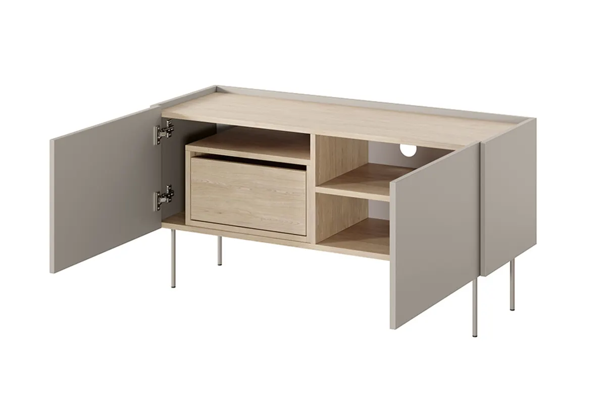 Szafka RTV DESIN 120 z szufladą - kremowa - dąb nagano - B_149075