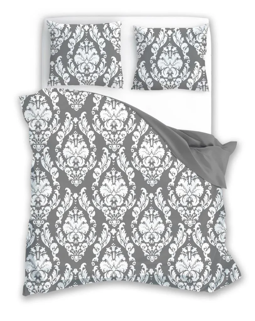 Pościel komplet GLAMOUR 005 bawełna 100% 160X200+2x70X80 biały szary Poduszka, Wystrój domu, Meble, Łóżko