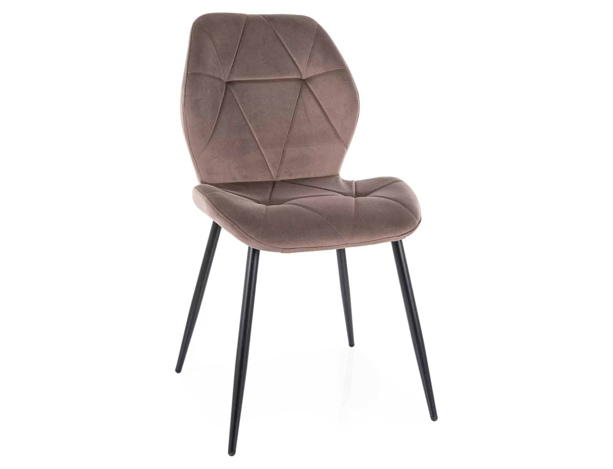 Krzesło tapicerowane RICK VELVET pikowane cappuccino/czarne nogi