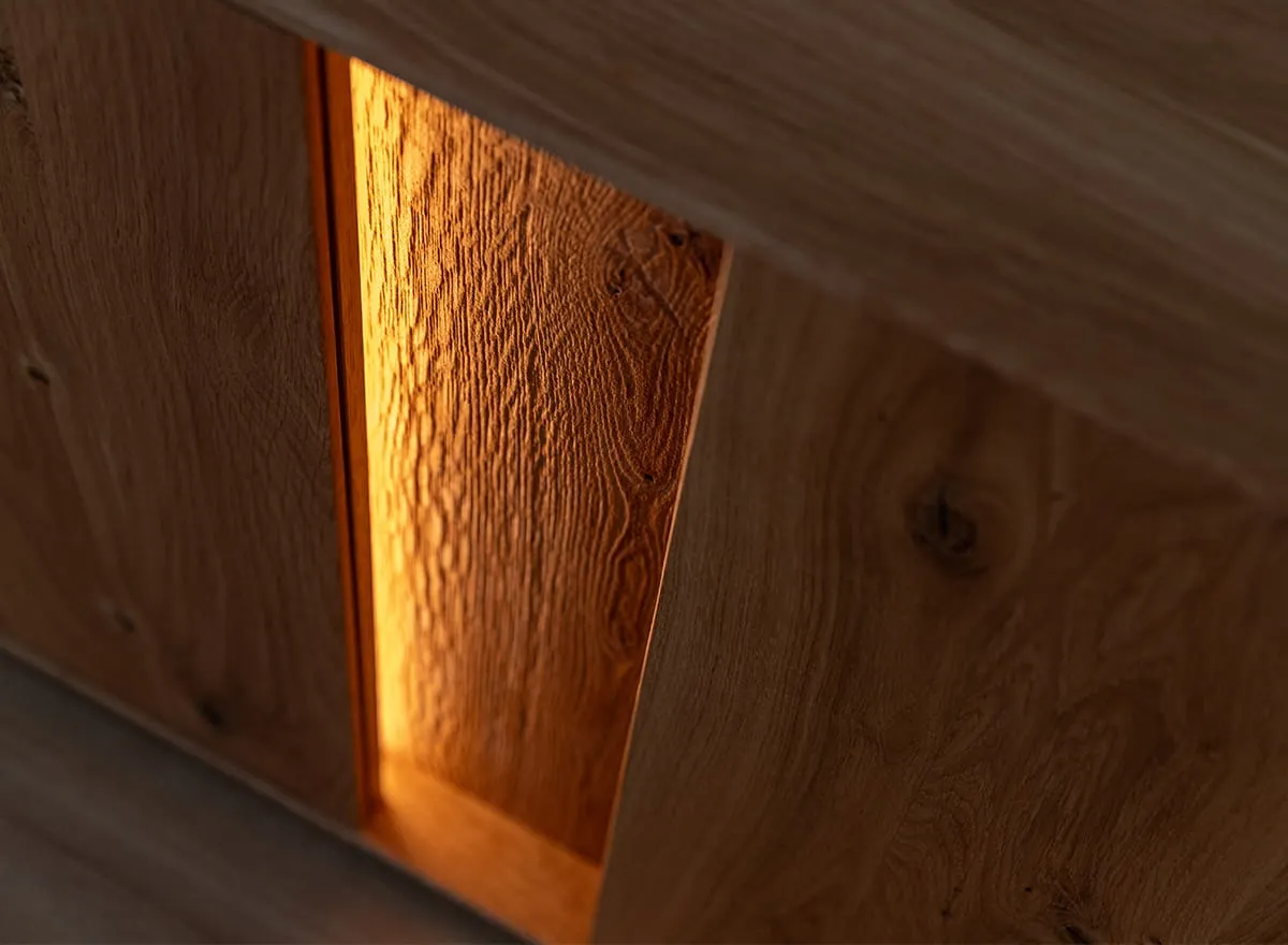 Komoda dębowa COLLODI 4-drzwiowa z oświetleniem 165 - dąb olejowany - ZICOL04