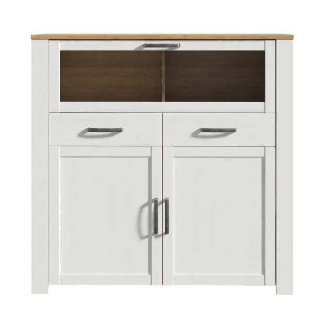 Witryna barek z witryną i szufladą CHISBURY - dąb riviera, modrzew jasny sibu - BHLK321-M482