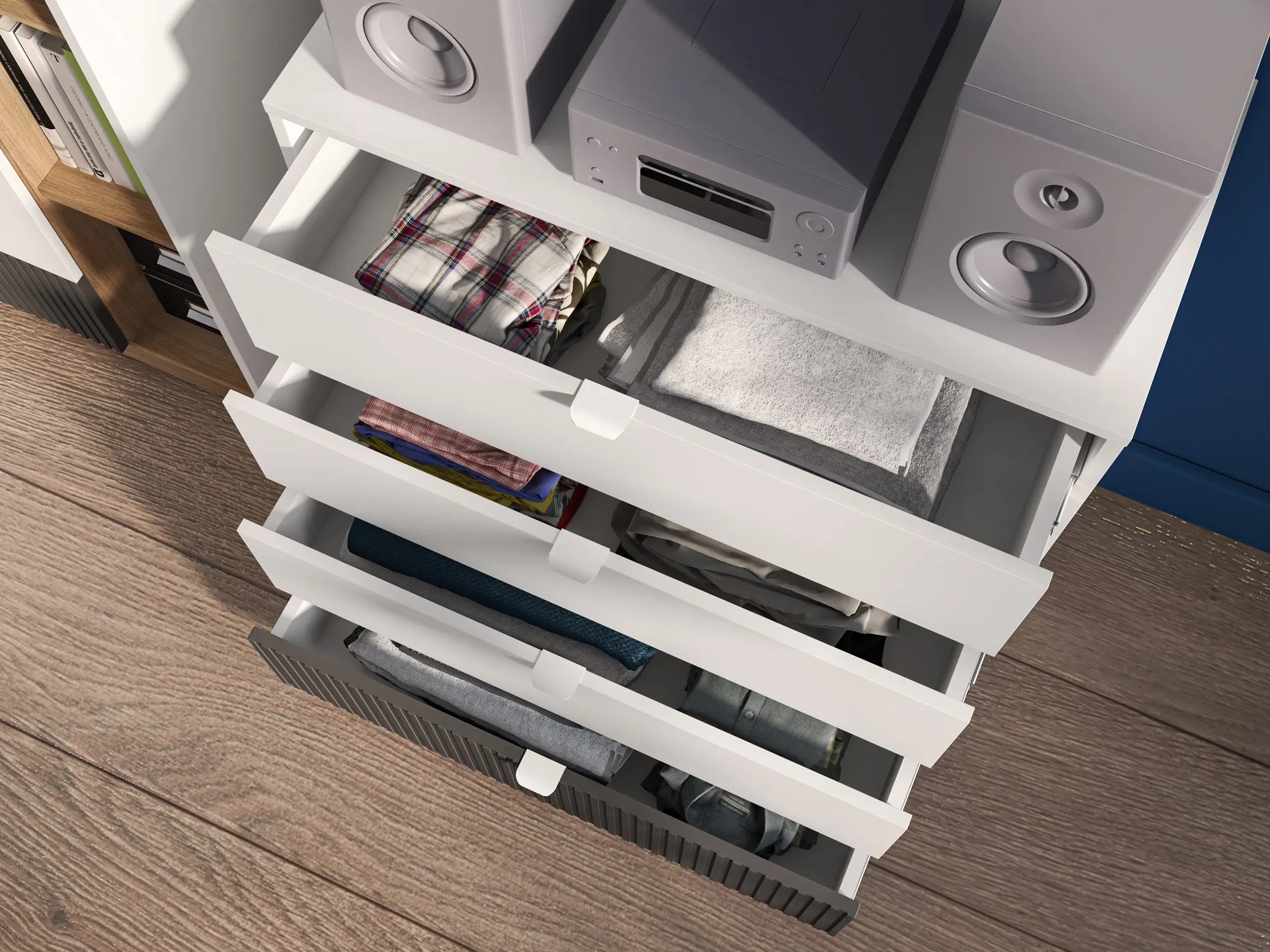 Komoda z 4 szufladami TORINO 07 Biały, Castello, Grafit - 1TORI07-001