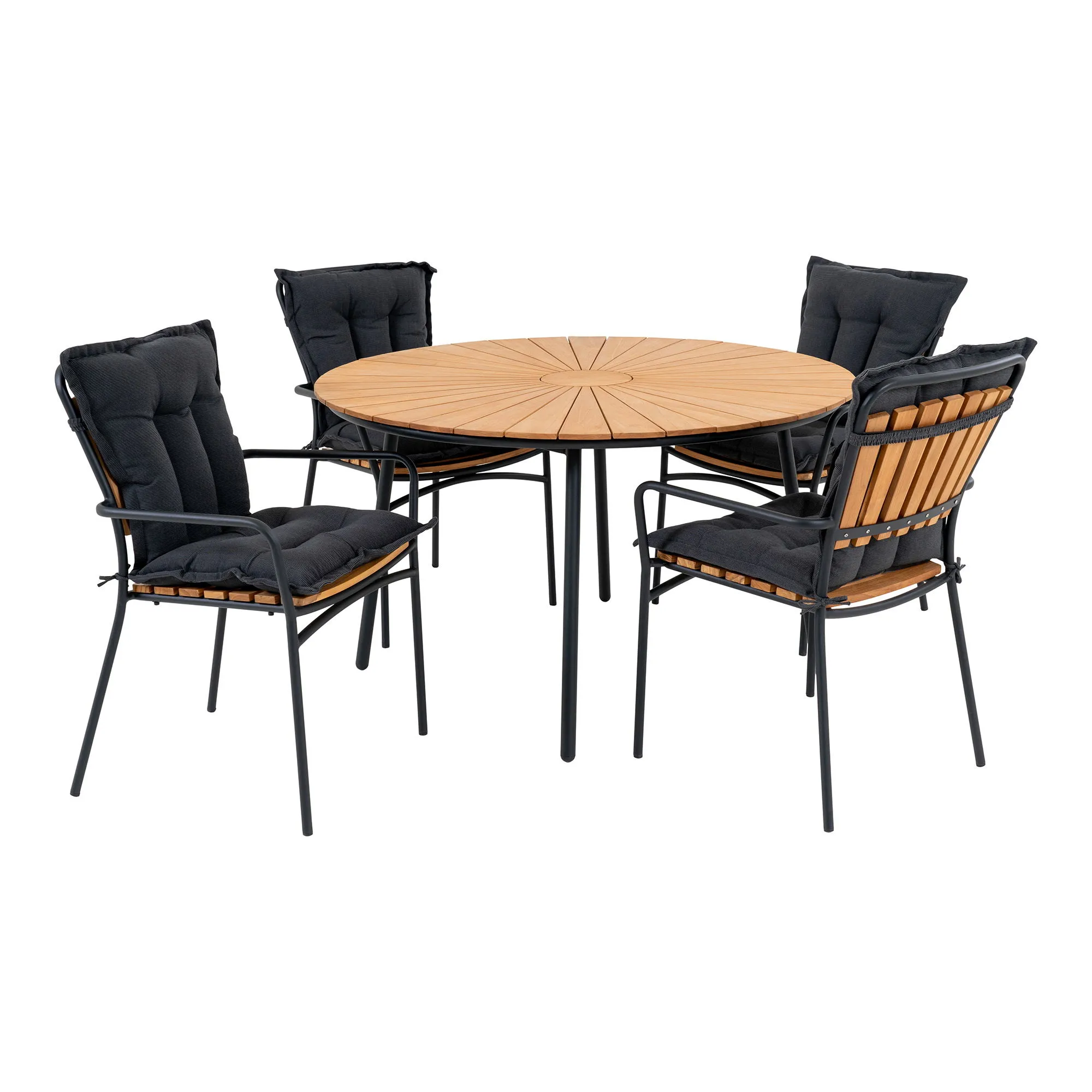 Zestaw ogrodowy CLEVELAND stół + 4 krzesła czarny naturalny - 7772010-S
