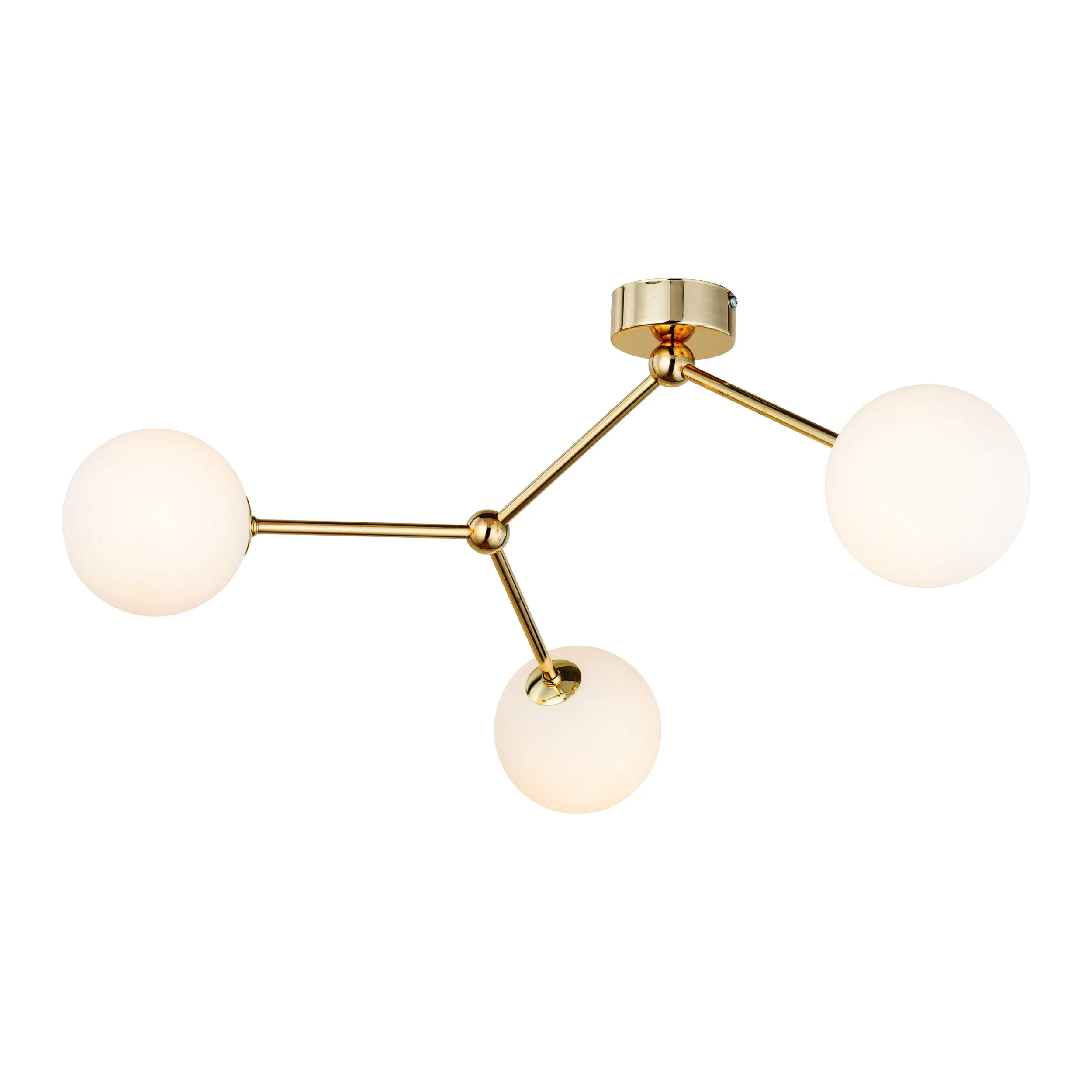 Lampa sufitowa FAIRY złota z białymi okrągłymi szklanymi kloszami 63x48x30cm - TK_6471