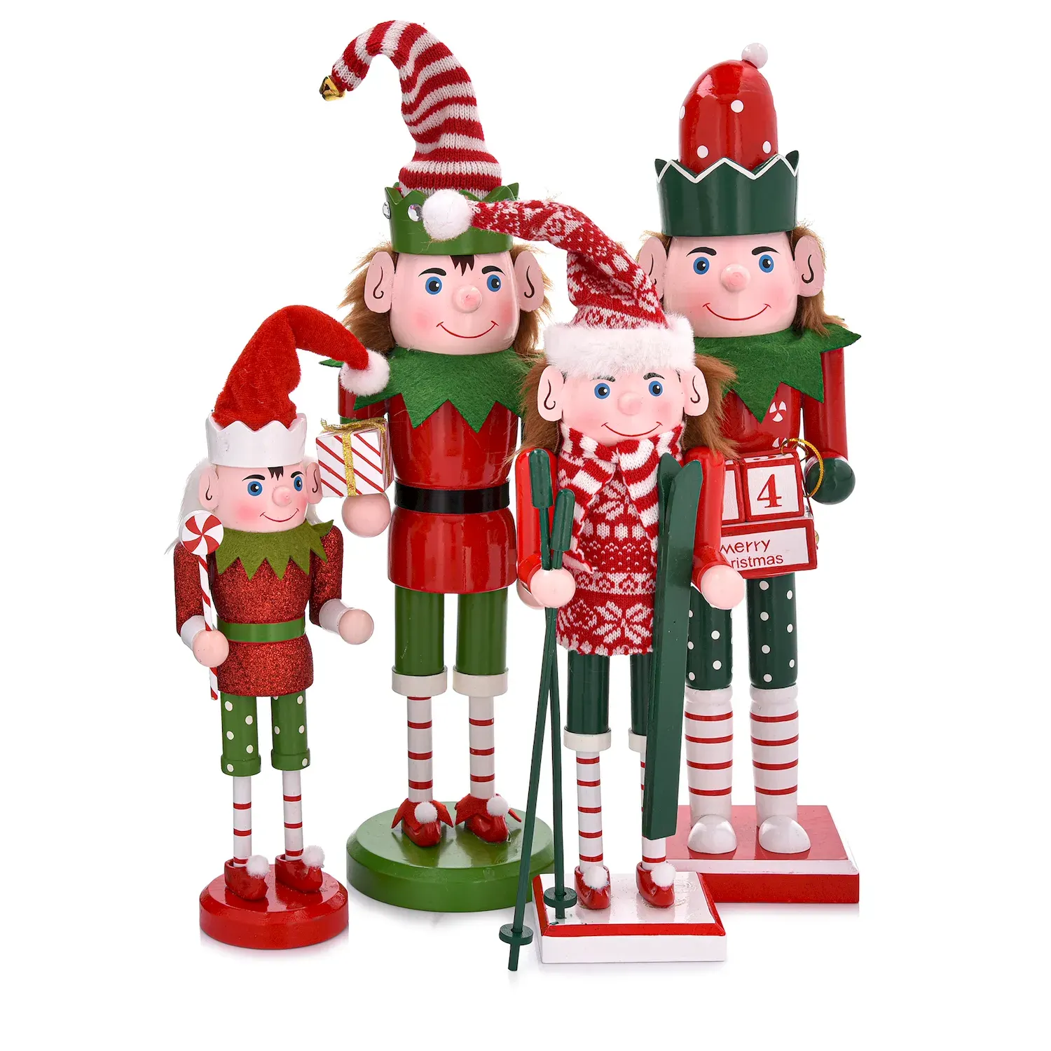 Dekoracja świąteczna - figurka z prezentem DUKA NORALF ELF 36 cm czerwono-zielono-biała - DU_2222172