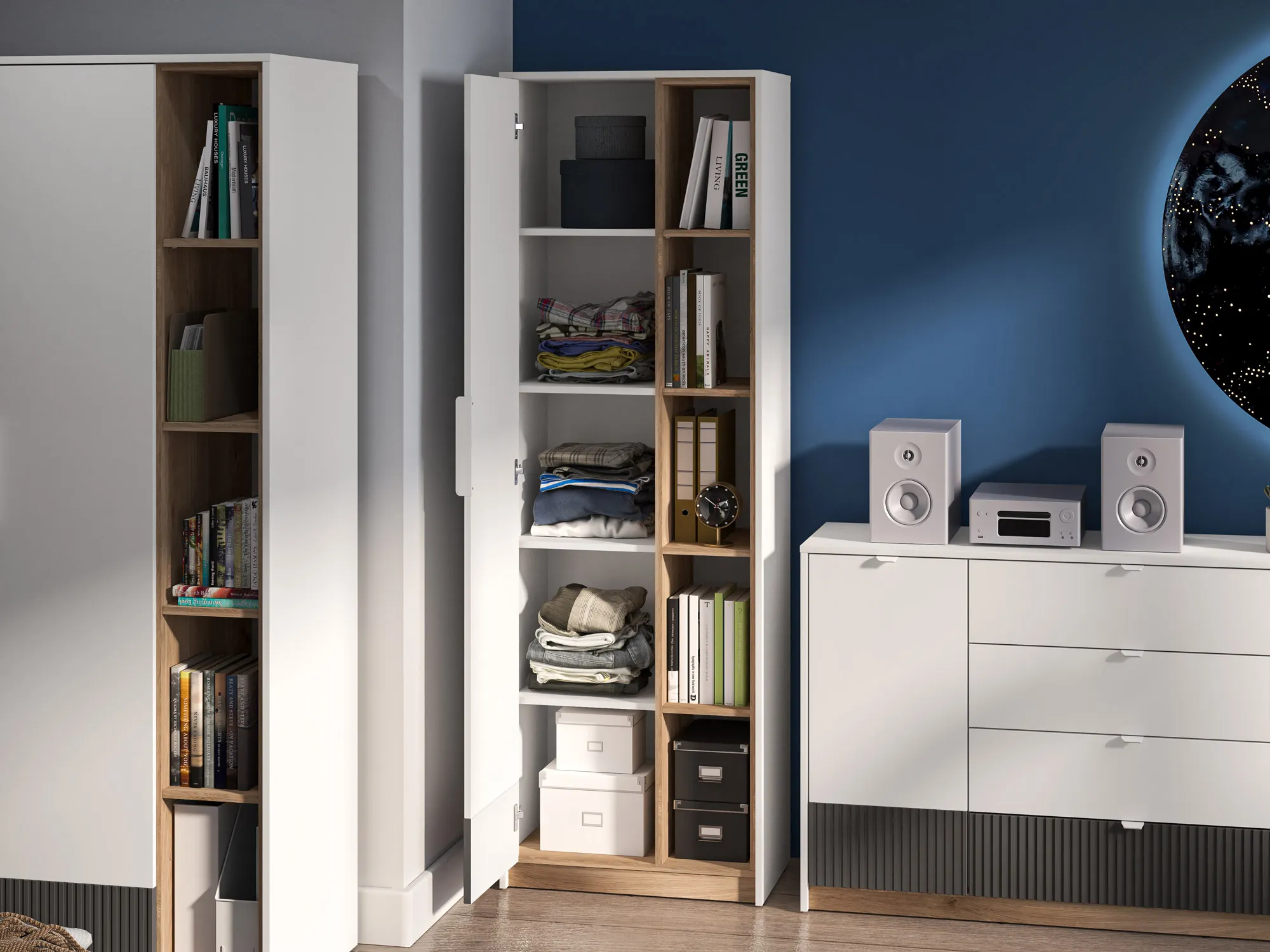 Bieliźniarka 1-drzwiowa TORINO 04 Biały, Castello, Grafit - 1TORI04-001