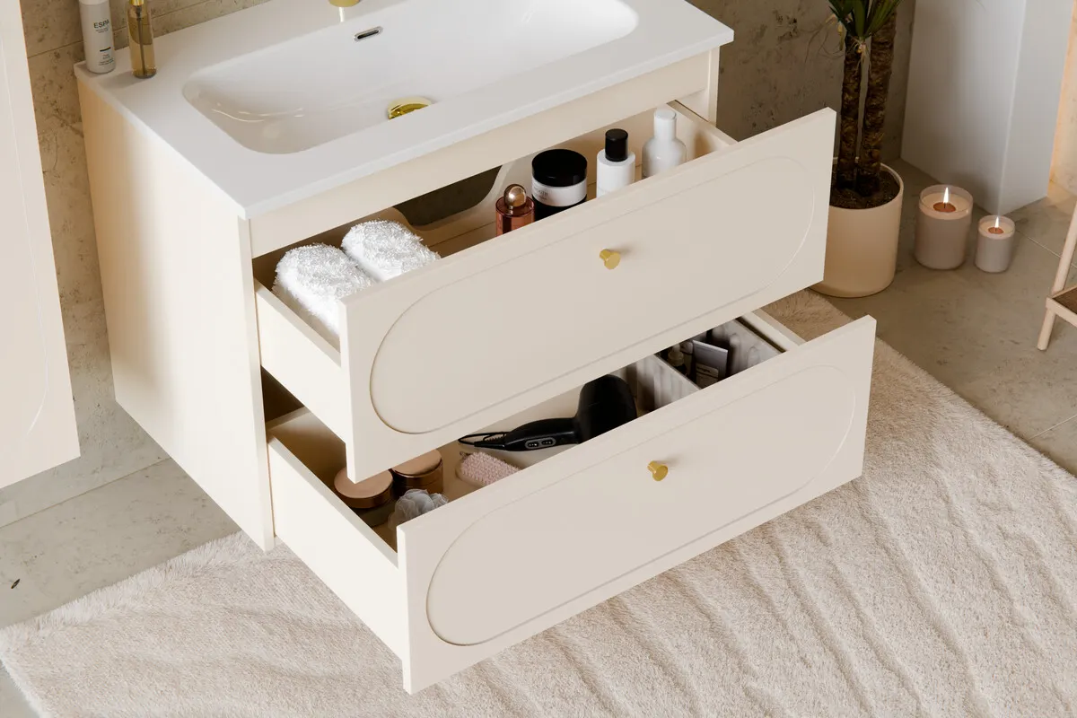 Szafka pod umywalkę 80cm 2 szuflady DONNA SAND beżowa - DONNA_SAND_82-80-46-2S