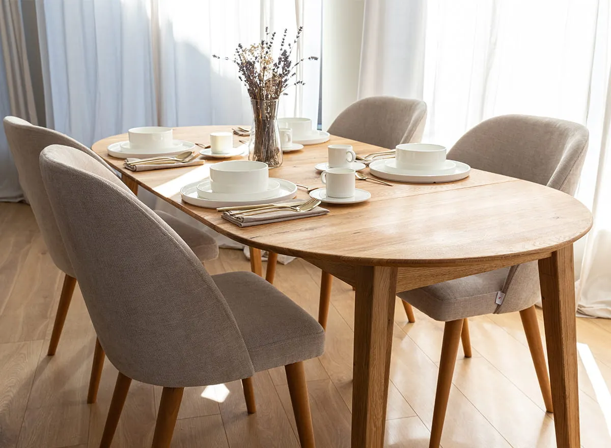 Stół dębowy okrągły ORBETELLO rozkładany 90x90(140-190) - dąb olejowany - KULSR90_2X50