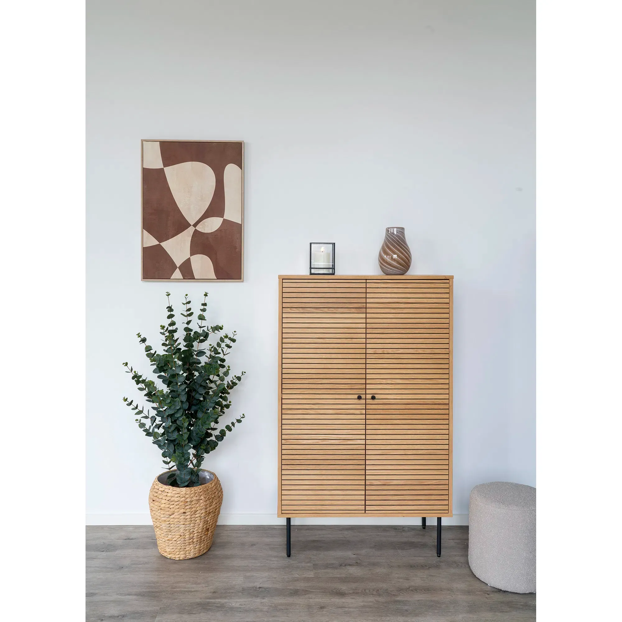 Komoda wysoka 2-drzwiowa KYOTO SZ80 G40 W130 dąb naturalny, czarny — zdjęcie 6