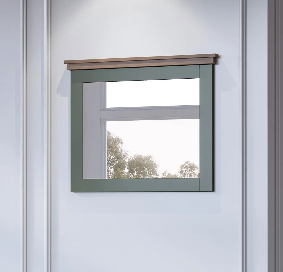 Lustro wiszące EVORA 71x60 ciemnozielone/dąb Lefkas - 24ZRJU04