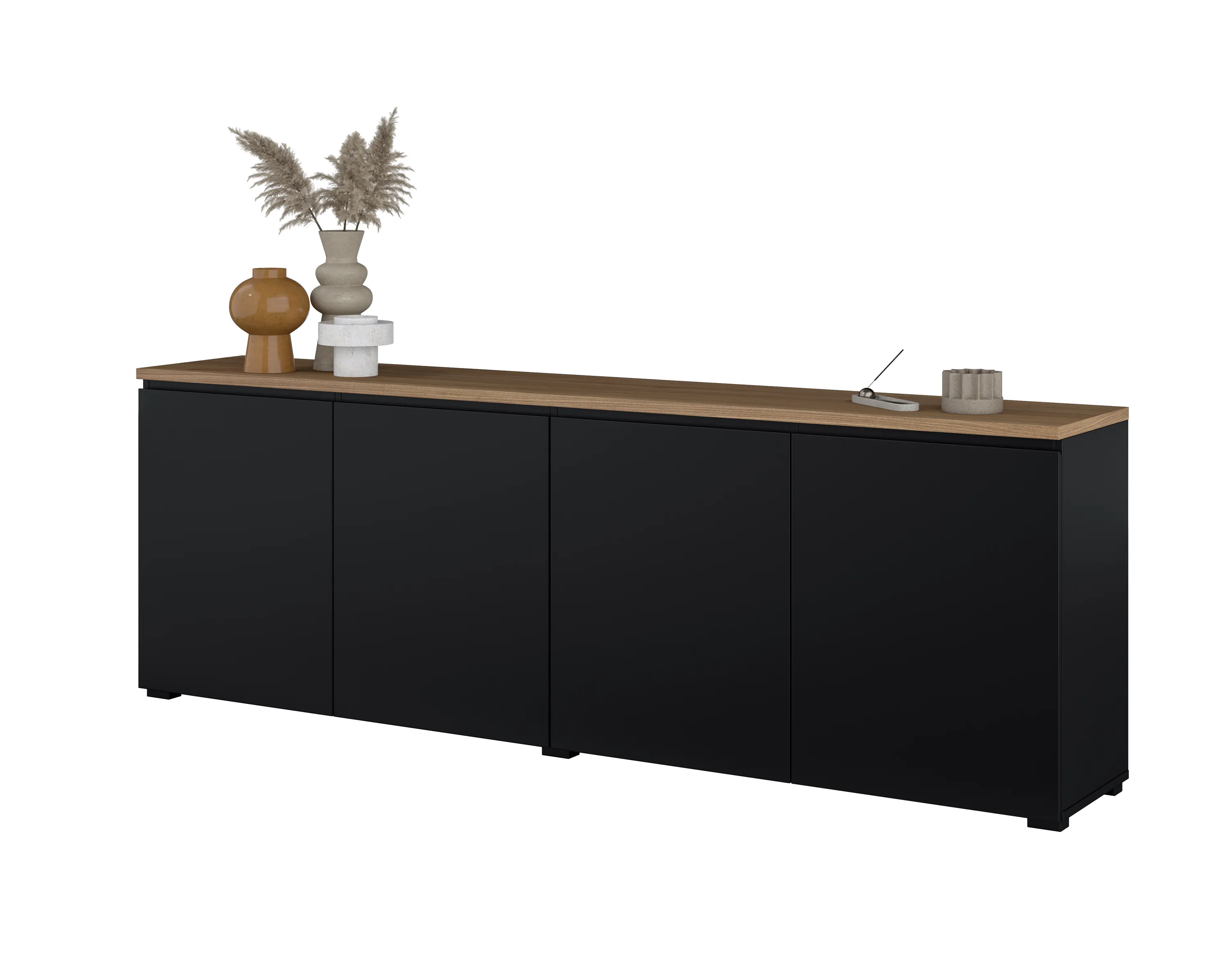 image kredens, czarny, drewniany, szafka, fronty bezuchwytowe