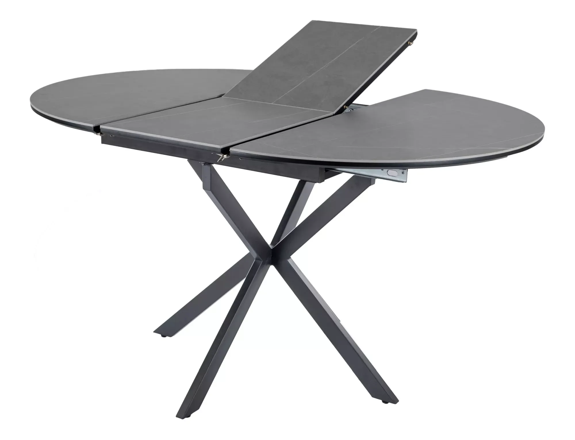 Stół okrągły rozkładany GASTON CERAMIC 100(135)x100 szaro-czarny - GASTONSZC100