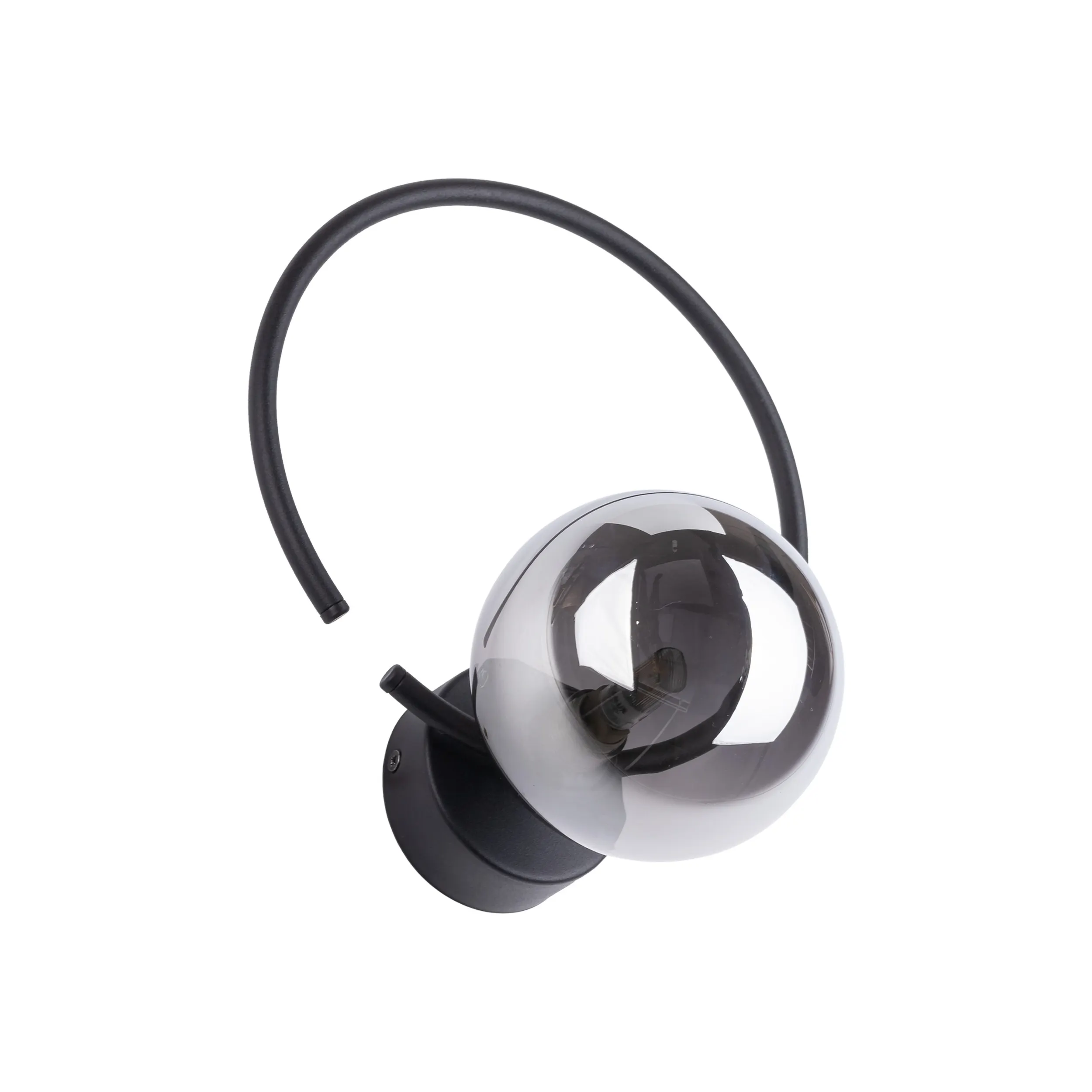 Kinkiet ANABELLE czarny metalowy szary okrągły szklany klosz 28x22x18cm - TK_5256