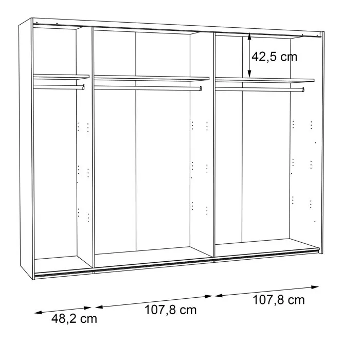 Szafa 2-drzwiowa CLIF drzwi przesuwne z panelem 270 cm, old wood vintage, beton - RCQS12411-C754