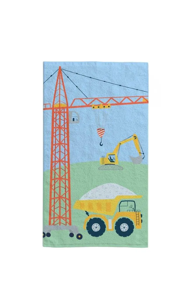 Ręcznik dla dziecka KIDS 007 30x50 druk niebieski Budownictwo, Żuraw budowlany, Maszyna, Koło