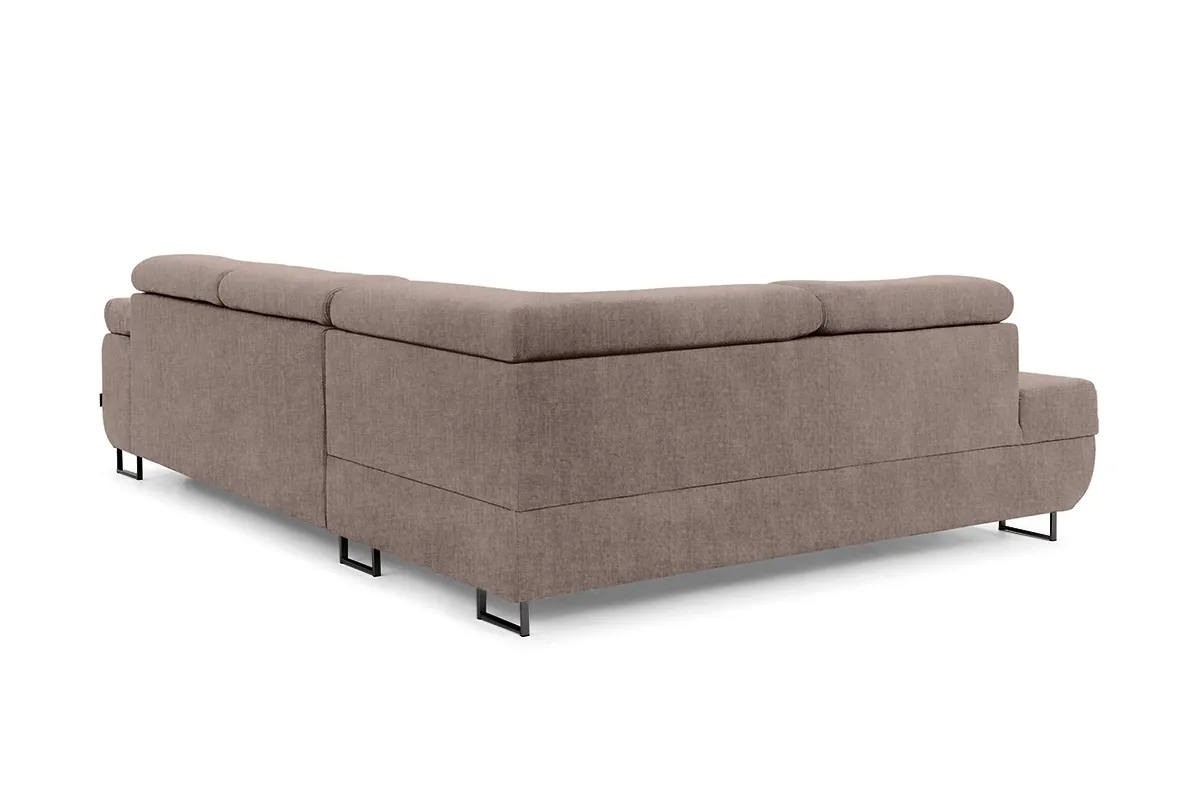 Narożnik lewostronny ANNABELLE L regulowane zagłówki nogi czarne tkanina Vogue 4 brązowy - B_165792