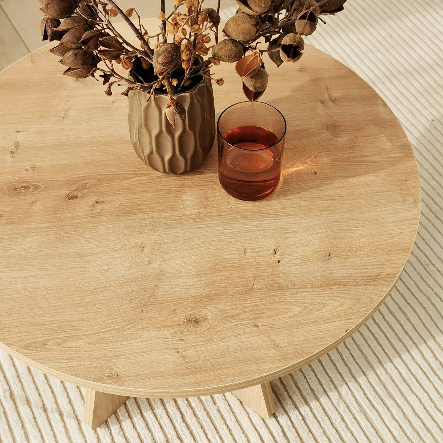 Stolik kawowy okrągły MUSHROOM 60 cm dąb sapphire — zdjęcie 8