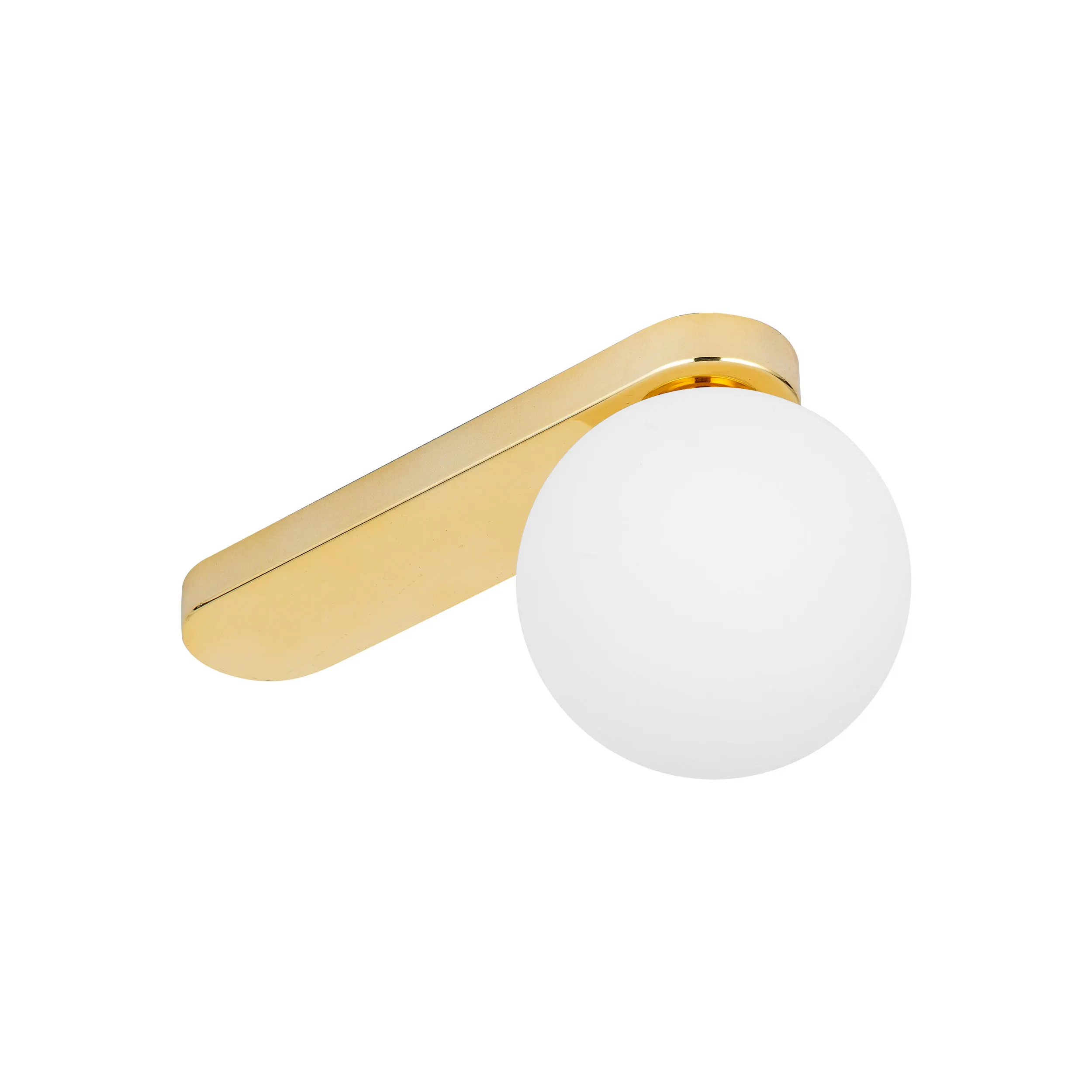 Lampa sufitowa BIANCA złota z białym okrągłym szklanym kloszem 27x15x12cm