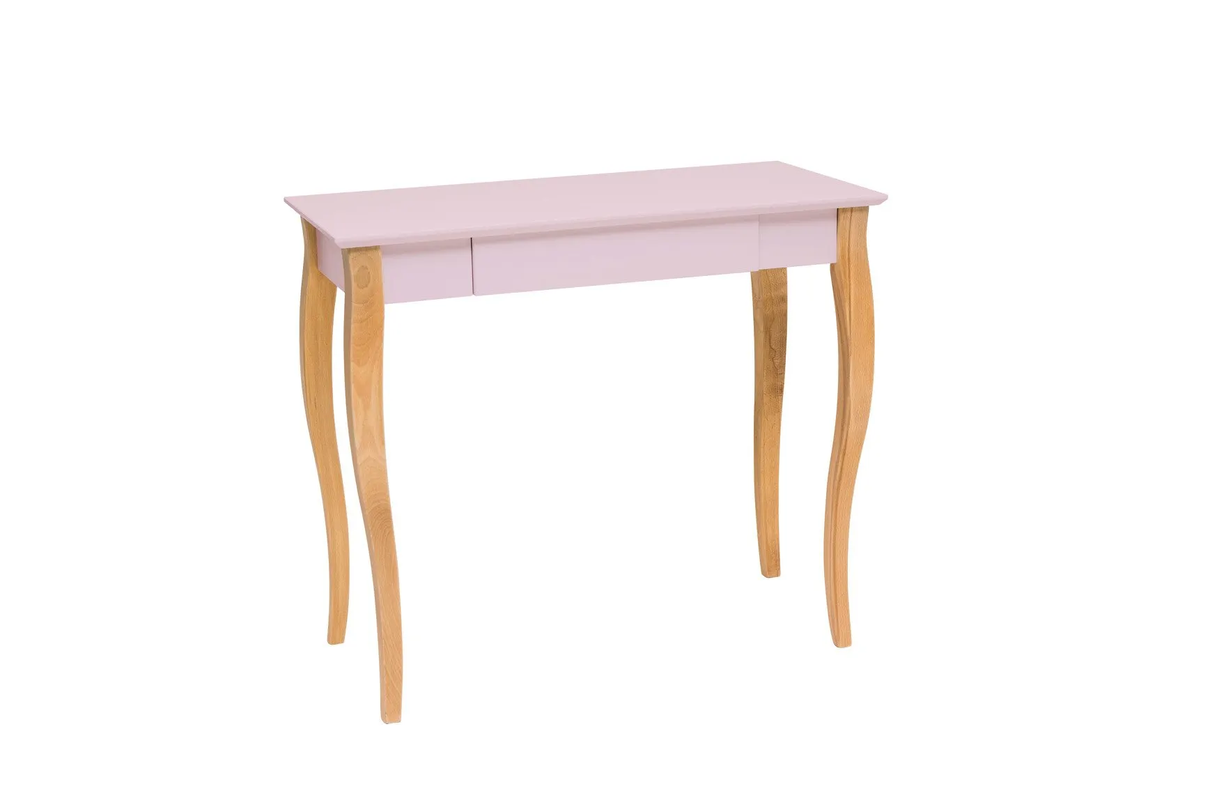 Biurko z szufladą LILLO 85x40 różowy blat/drewniane nogi