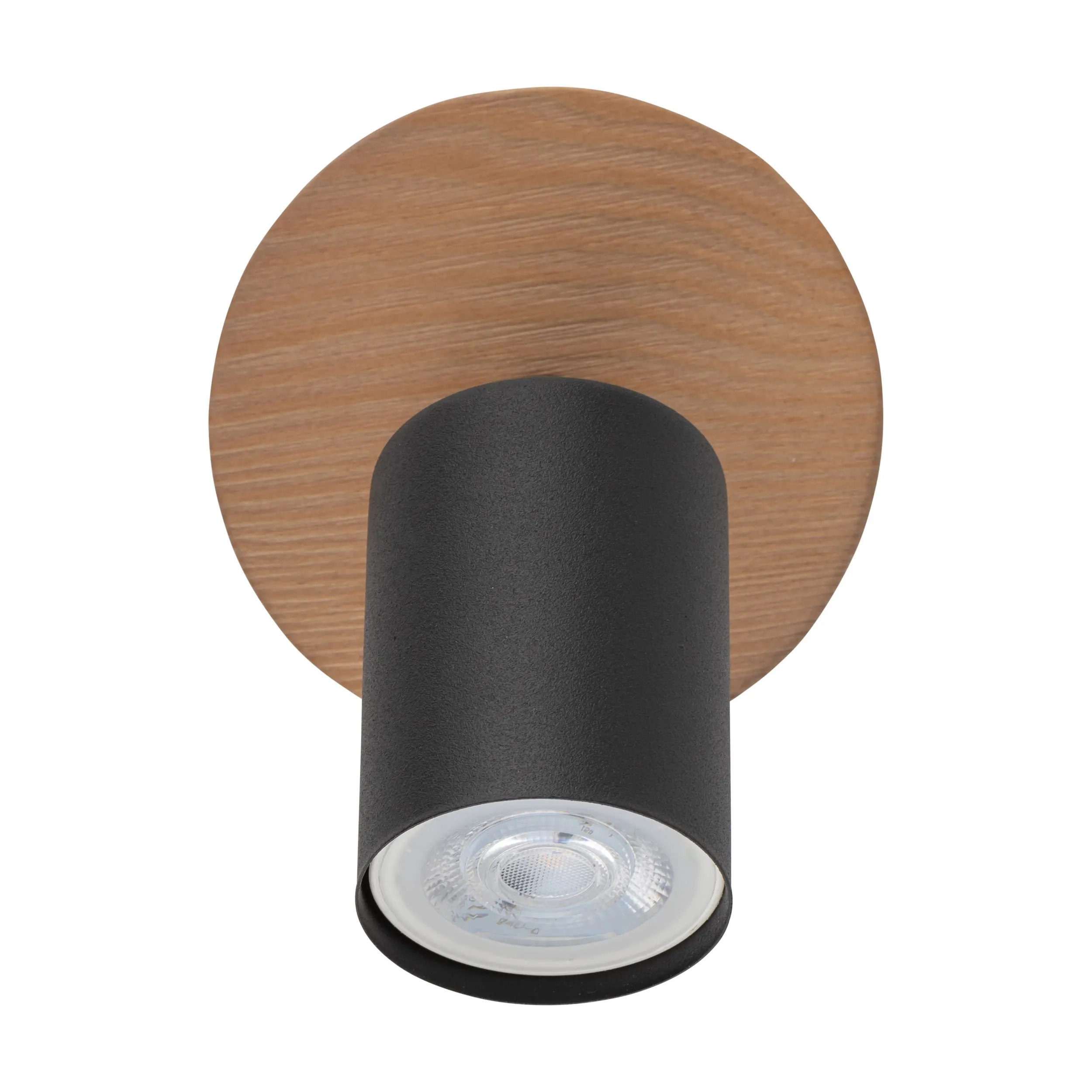 Lampa sufitowa TOP czarna z drewnianą podstawą regulowana 14x10cm - TK_3290