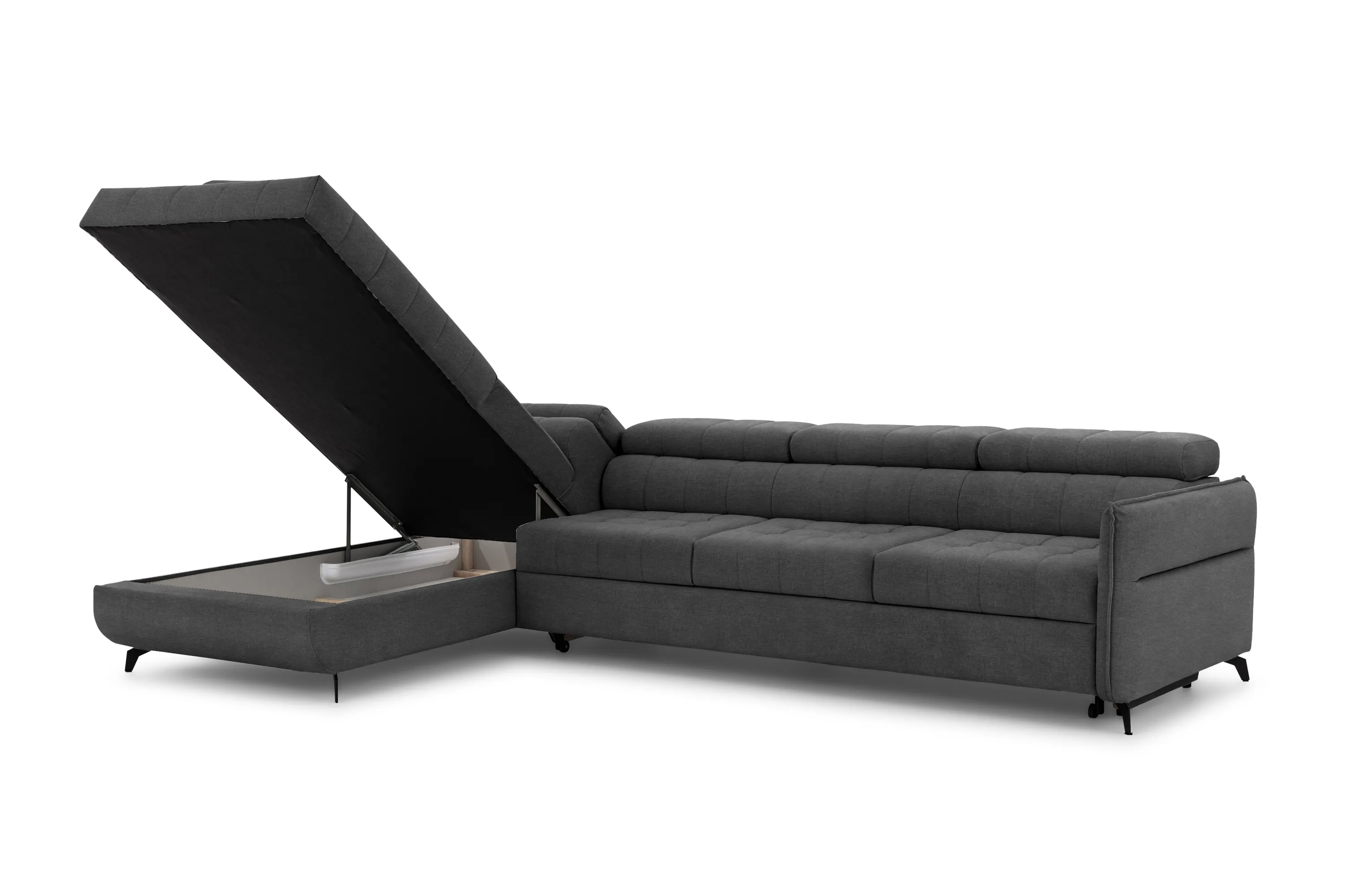 Narożnik lewostronny ELARIAS MAXI regulacja zagłówka i podłokietników tkanina Zetta 305 ciemnoszary - B_168455