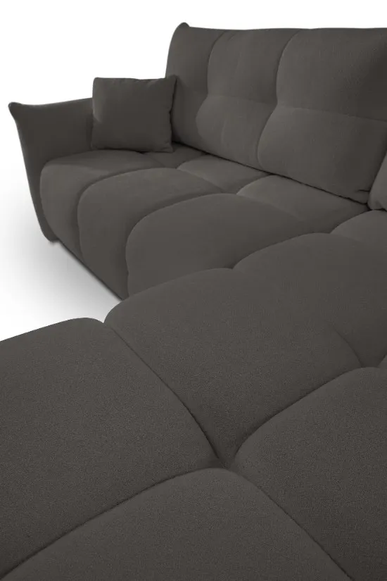 Narożnik rozkładany z pojemnikiem BASE SICURIO 257 cm L/P pikowany grafitowy - BASE_NAR_SICURIO80