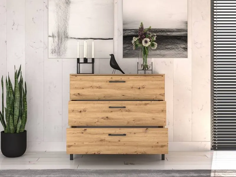 Komoda z 3 szufladami NEVIO 09 dąb artisan — zdjęcie 6