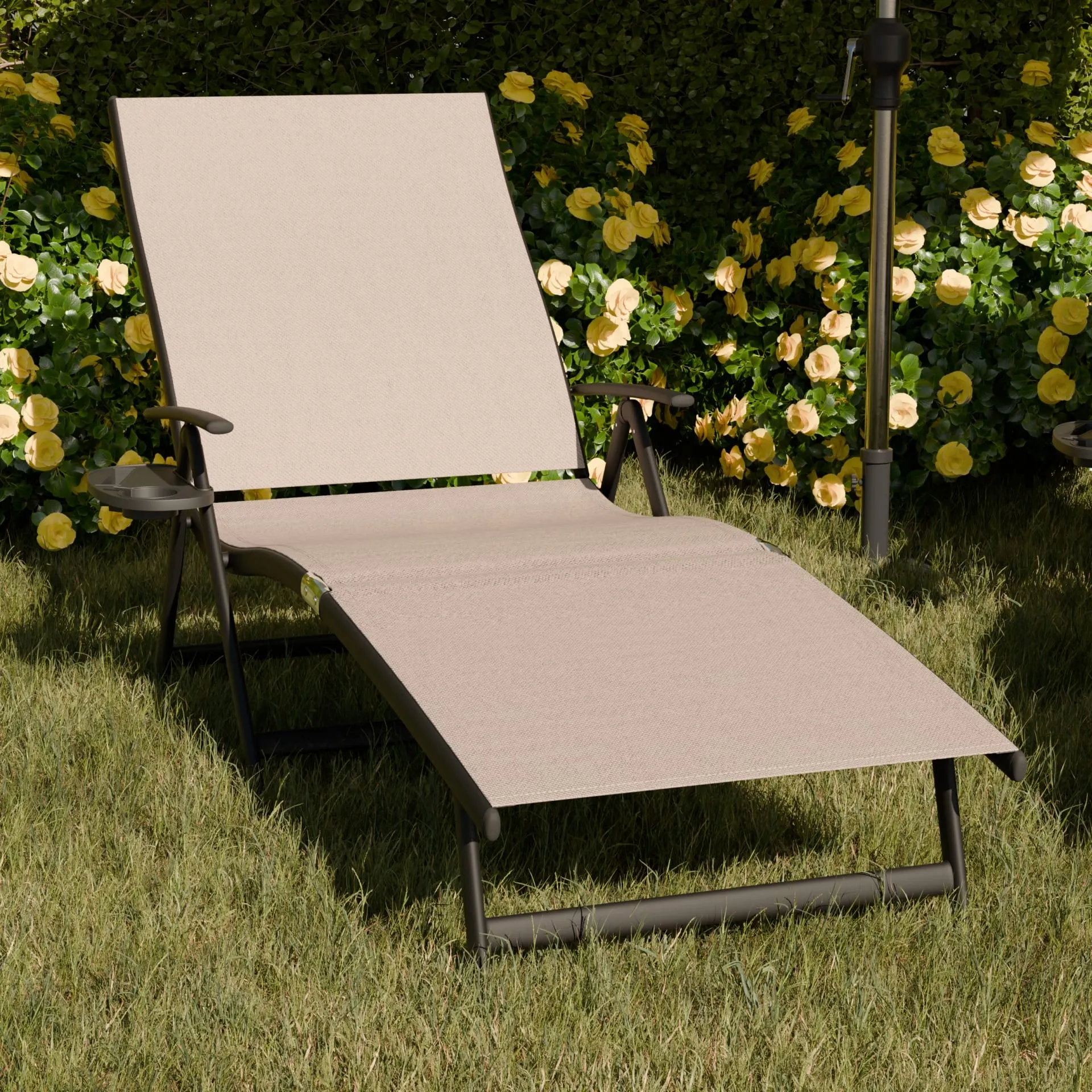 Leżak ogrodowy składany TARDY 182 cm aluminiowy beżowy Zenjoy - TARDY_BEZOWY