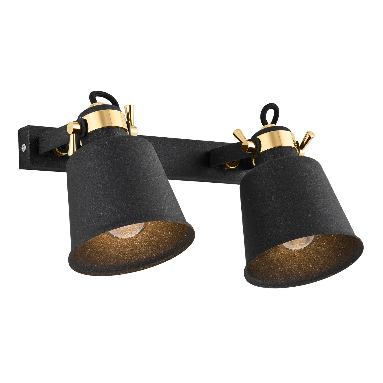 Kinkiet KONGO metalowy czarny mosiądz regulowany podwójny