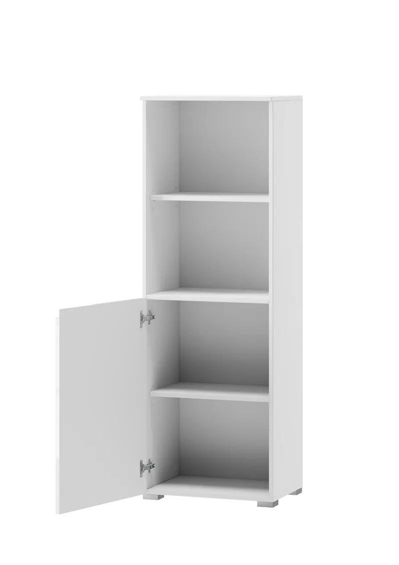 Regał SELENE 10 jednodrzwiowy niski biały połysk 145x50x35cm - TH-100-0353