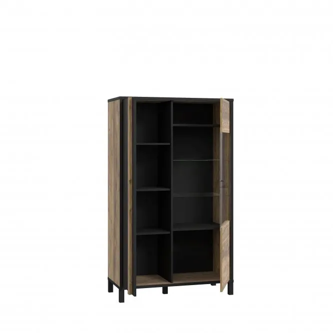 Witryna niska szklana prawa 2-drzwiowa HAYATO świerk alpejski/czarny - HYTV521R-M215