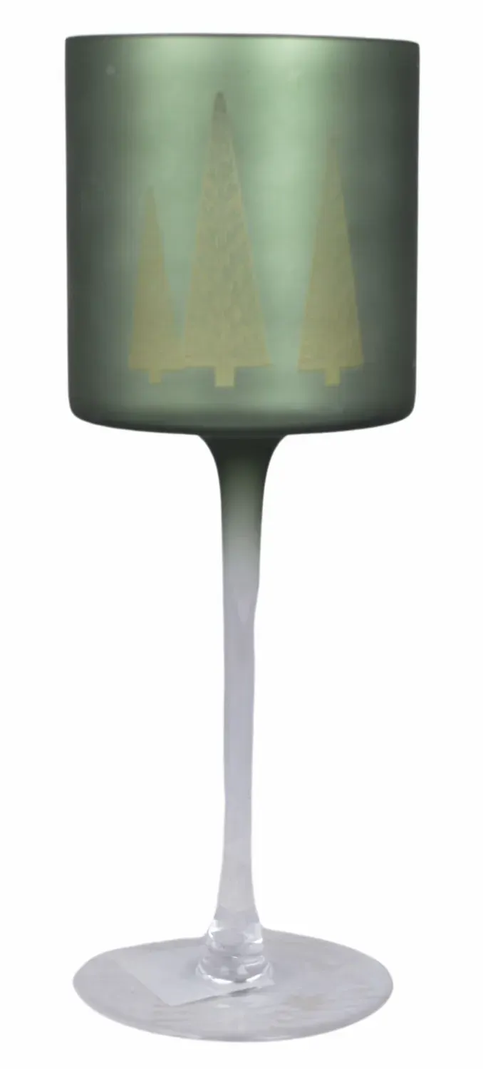 Kielich szklany Z CHOINKAMI niski zielony