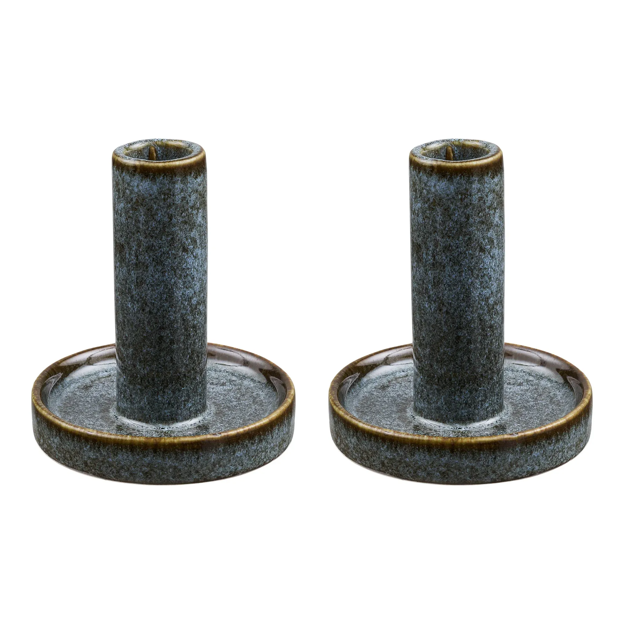 Świeczniki ceramiczne CANDLE - zestaw 2 sztuk niebieskie