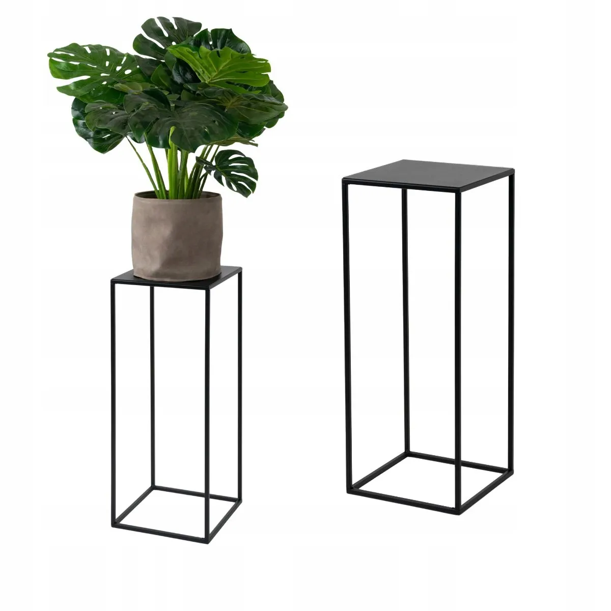 Kwietnik stojący metal drewno BREST M czarny Roślina, Roślina doniczkowa, plantator, Ceramika, Wazon