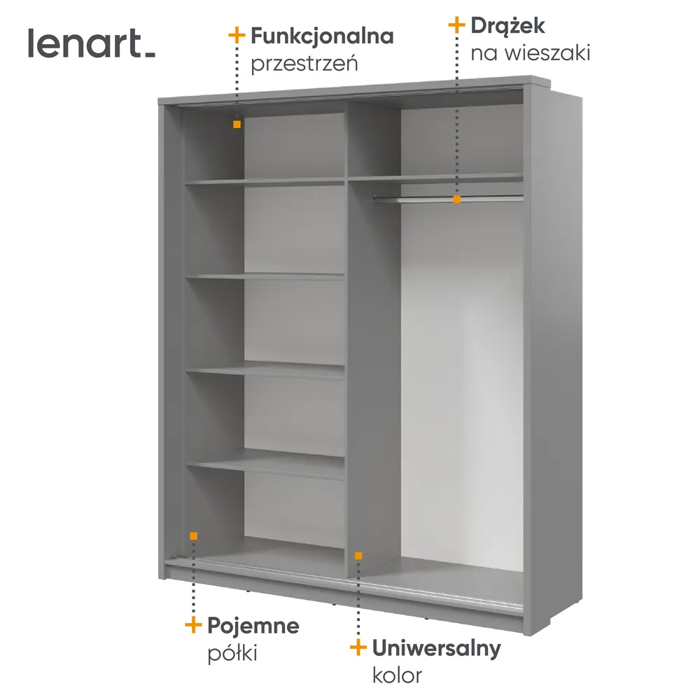 Szafa 2-drzwiowa z lustrem ARTI AR-25 180cm szara - AR25S
