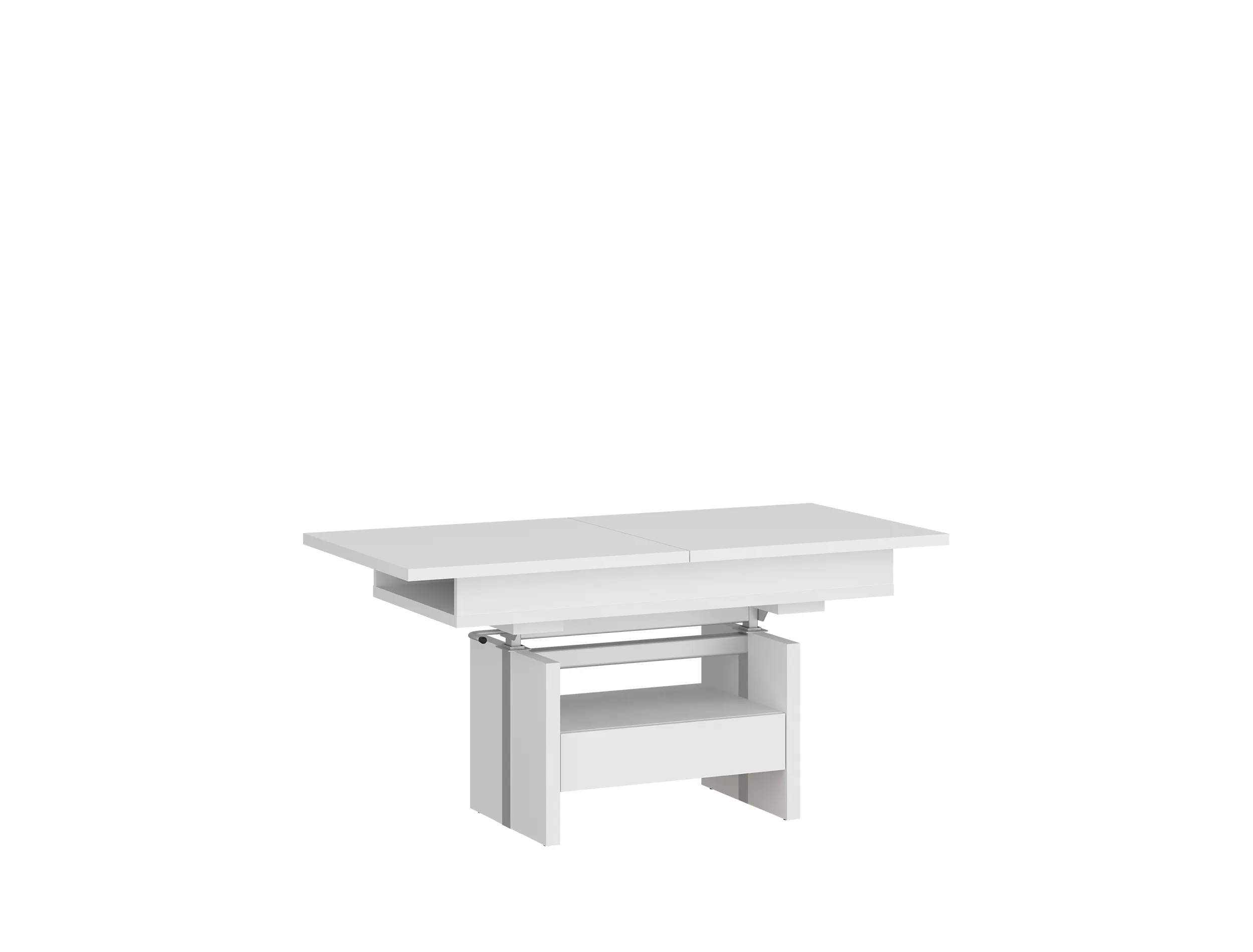 Ławostół rozkładany z podnośnikiem i szufladą CORTADO 65x110(150) biel alpejska CRTT02 Ławostół rozkładany z podnośnikiem i szufladą CORTADO 65x110(150) biel alpejska CRTT02